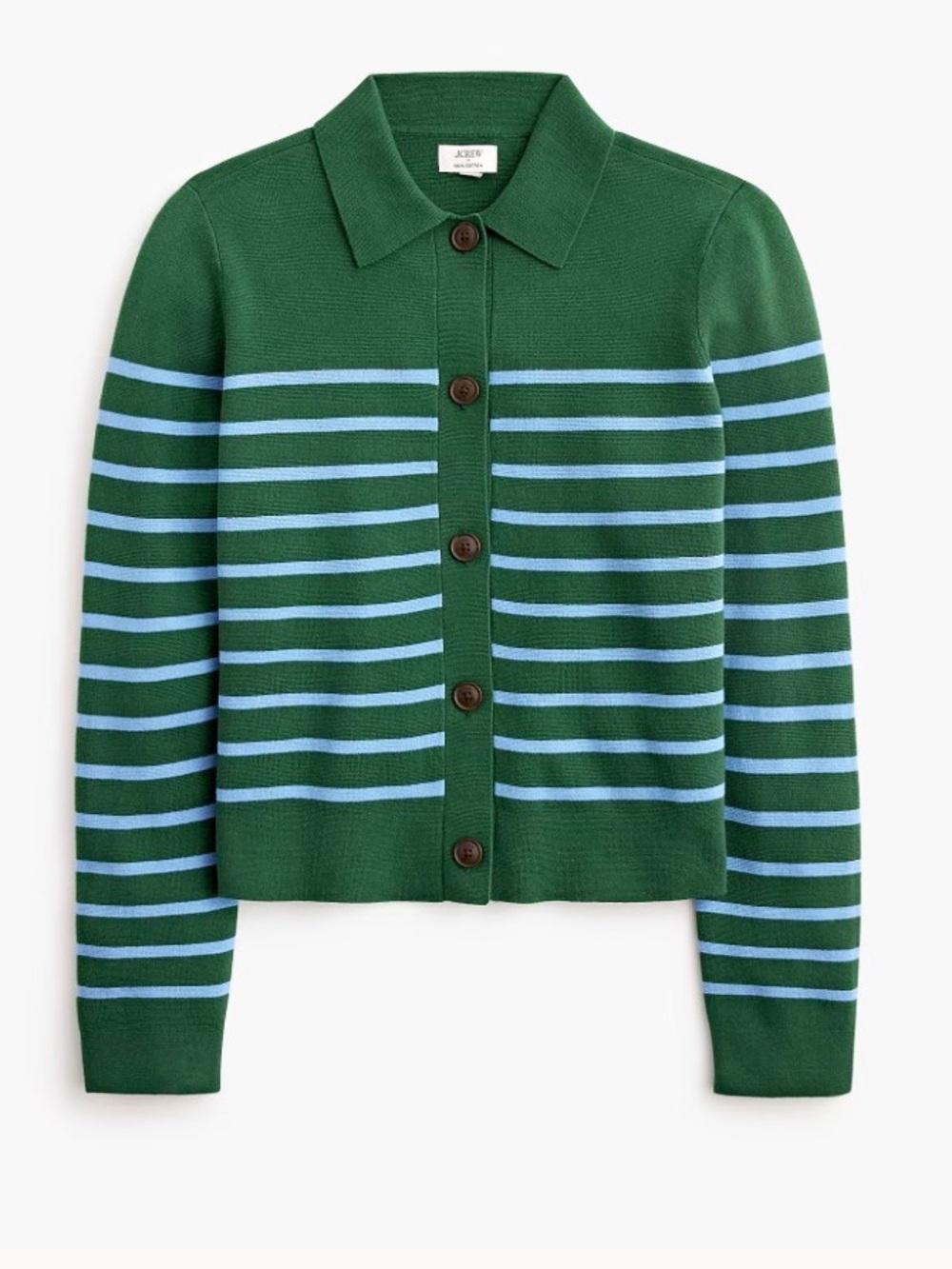 Jcrew Striped Cardigan sweater 100% cotton- Size L (Blue / Green) NWOT